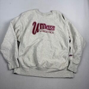 MV Sport Proweave UMass Athletics Sweatshirt Mens XL Gray Made in USA Crewneck